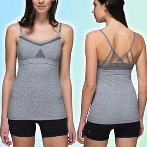 LULULEMON Just Breathe Tank Sz 6 Heathered Slate